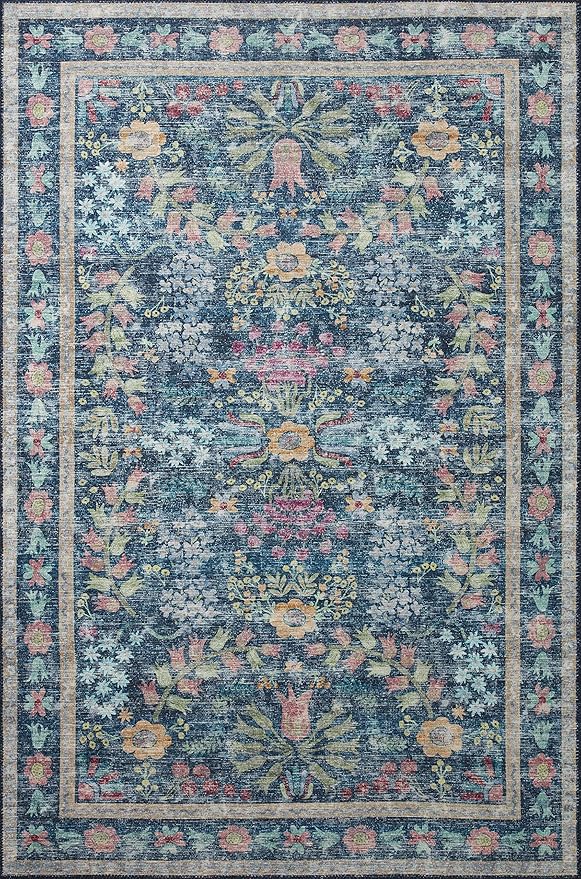 Loloi Rifle Paper Co. Maison Collection MAO-06 Blue/Multi 2'-6" x 12'-0", .19" Pile Height, Runner Rug