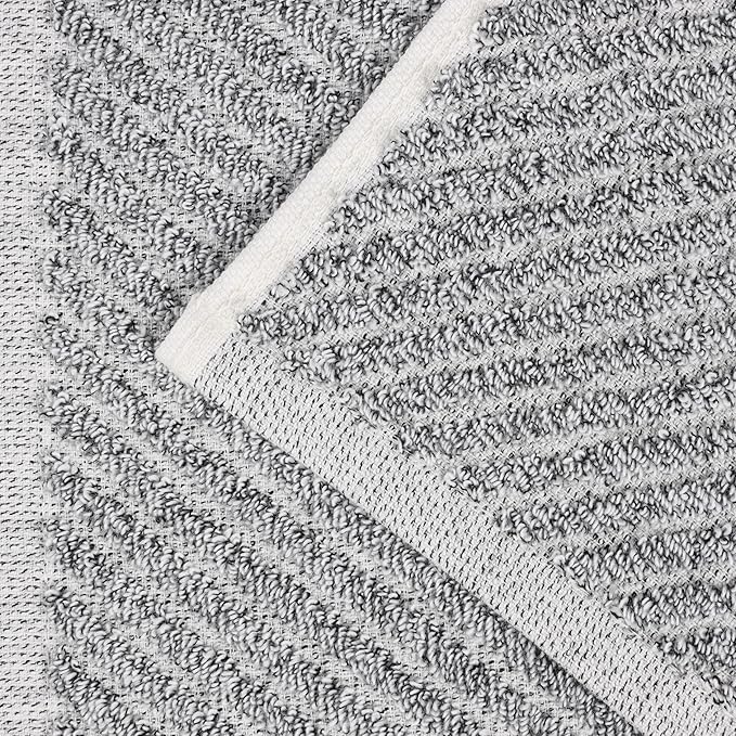 Superior Amelia Viscose Cotton Blend Medium Weight Towels, for Bathroom, Shower, Spa, Plush, Quick Dry, Ultra-Soft Towels, Bath Essentials, Ribbed Design, 12 Piece Assorted Towel Set, Charcoal