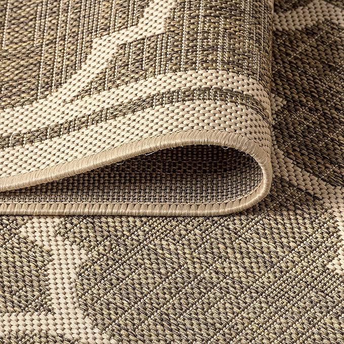 Eyely BMS109A-5TGN Trebol Moroccan Trellis Textured Weave Brown/Beige 5' Octagon Indoor/Outdoor Area Rug, Brown/Beige, 5' Octagon, Indoor/Outdoor, Area Rug