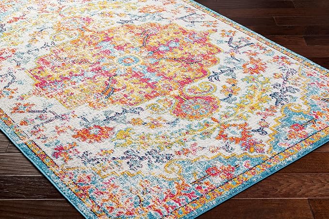 Livabliss Odelia Vintage Bohemian Area Rug,5'3" x 7'3",Orange/Aqua