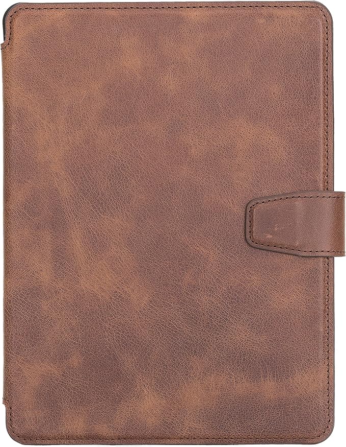 Genuine Leather Handmade iPad 10.2 Magnetic Closure Case with Separeted Compartments and Card Slots for Women &amp Men (8th Gen 2020) (7th Gen 2019) (Black)