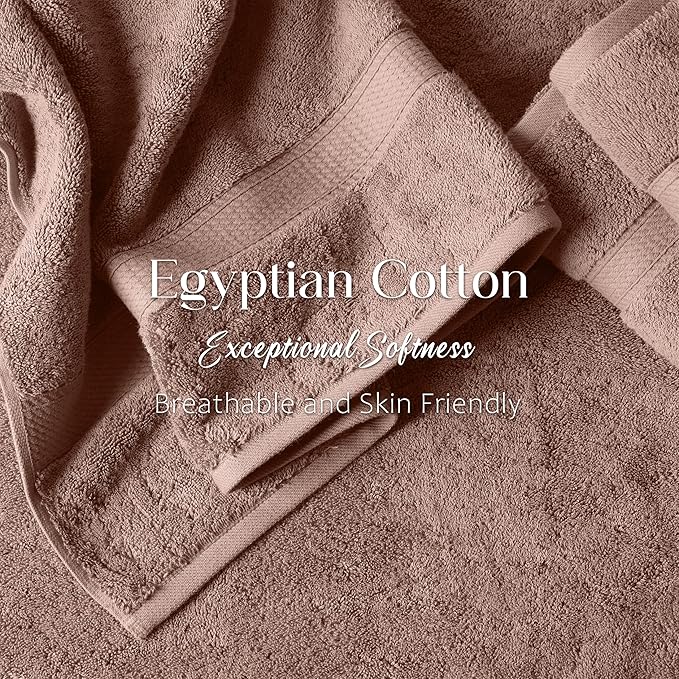Superior Egyptian Cotton Pile 6-Piece Towel Set, 2 Bath, 2 Hand, 2 Face Towel/Washcloth, Heavyweight, Ultra Soft Luxury Towels, Thick Plush Essentials, Guest Bath, Spa, Hotel Bathroom, Muted Mauve