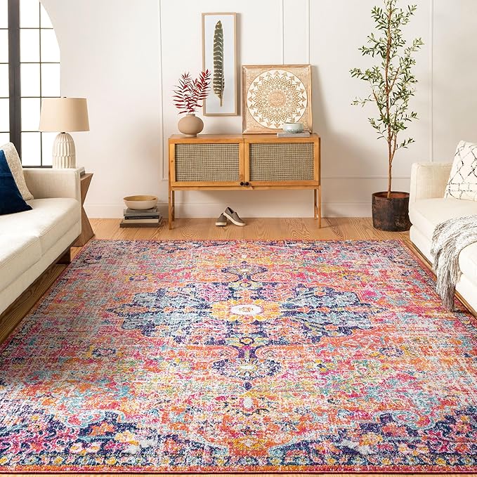 Livabliss Odelia Vintage Bohemian Area Rug,7'10" x 10'3",Pink/Orange