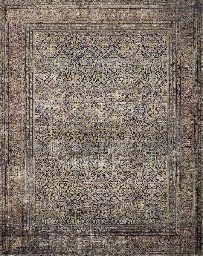 Loloi Amber Lewis Morgan Collection MOG-03 Denim/Multi 5'-0" x 7'-0" 38" Thick Area Rug feat. CloudPile, Neutral, Room Décor, Vintage Inspired, Livingroom, Bedroom, Dining Area