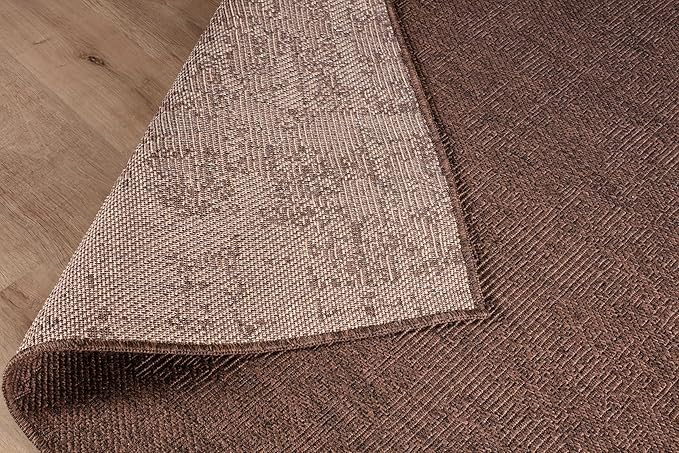 CAMILSON Easy Jute Rug 9x12, Indoor Outdoor Brown Color Fiber Area Rugs for Living Room Patio and Kitchen Rug, Solid Boho Woven Design, Easy-Cleaning, Washable Outside Carpet Alfombras (9 x 12)