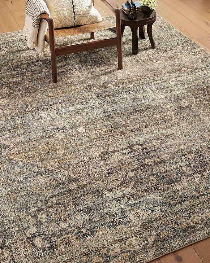 Loloi Amber Lewis Morgan Collection MOG-05 Spice/Lagoon 8'-3" x 11'-3" 38" Thick Area Rug feat. CloudPile, Neutral, Room Décor, Vintage Inspired, Livingroom, Bedroom, Dining Area