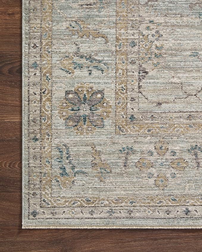 Loloi Magnolia Home by Joanna Gaines Millie Collection MIE-02 Sky/Gold 2'-3" x 3'-10", .25" Pile Height, Accent Rug