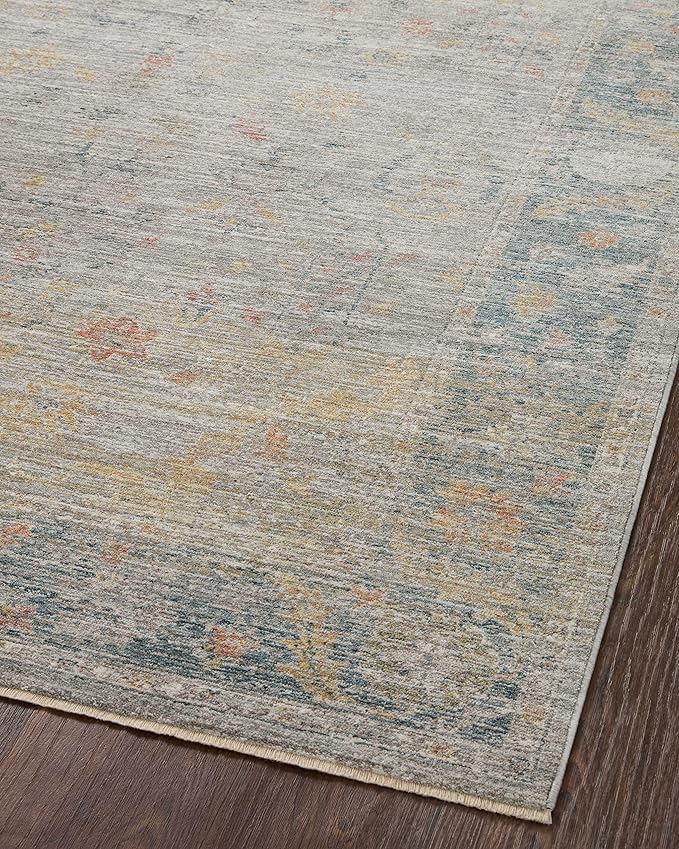 Loloi Magnolia Home by Joanna Gaines Millie Collection MIE-04 Slate/Multi 2'-3" x 3'-10", .25" Pile Height, Accent Rug