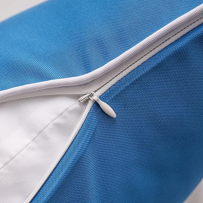 Phantoscope Pack of 2 Outdoor Waterproof Solid Throw Decorative Pillow Cover Decorative Square Outdoor Pillows Cushion Case Patio Pillows for Couch Tent Sunbrella, Blue 18x18 inches 45x45 cm