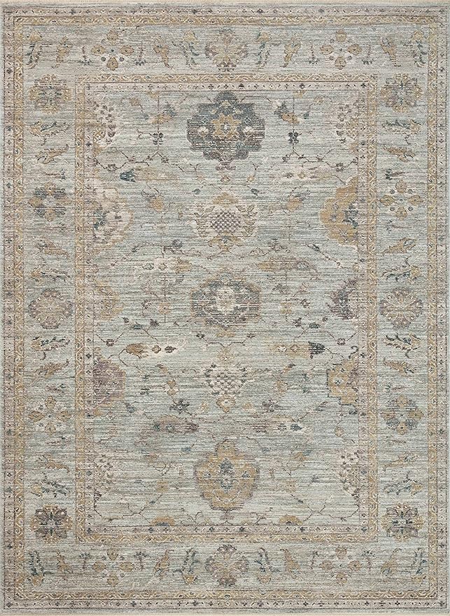 Loloi Magnolia Home by Joanna Gaines Millie Collection MIE-02 Sky/Gold 2'-7" x 12'-0", .25" Pile Height, Runner Rug