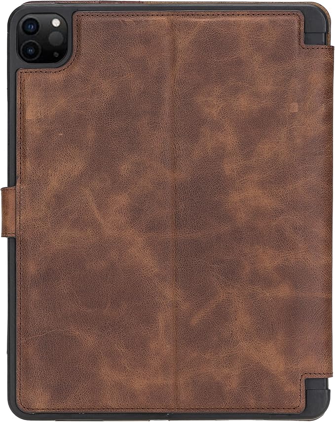 Genuine Leather Handmade iPad 10.2 Magnetic Closure Case with Separeted Compartments and Card Slots for Women &amp Men (8th Gen 2020) (7th Gen 2019) (Black)