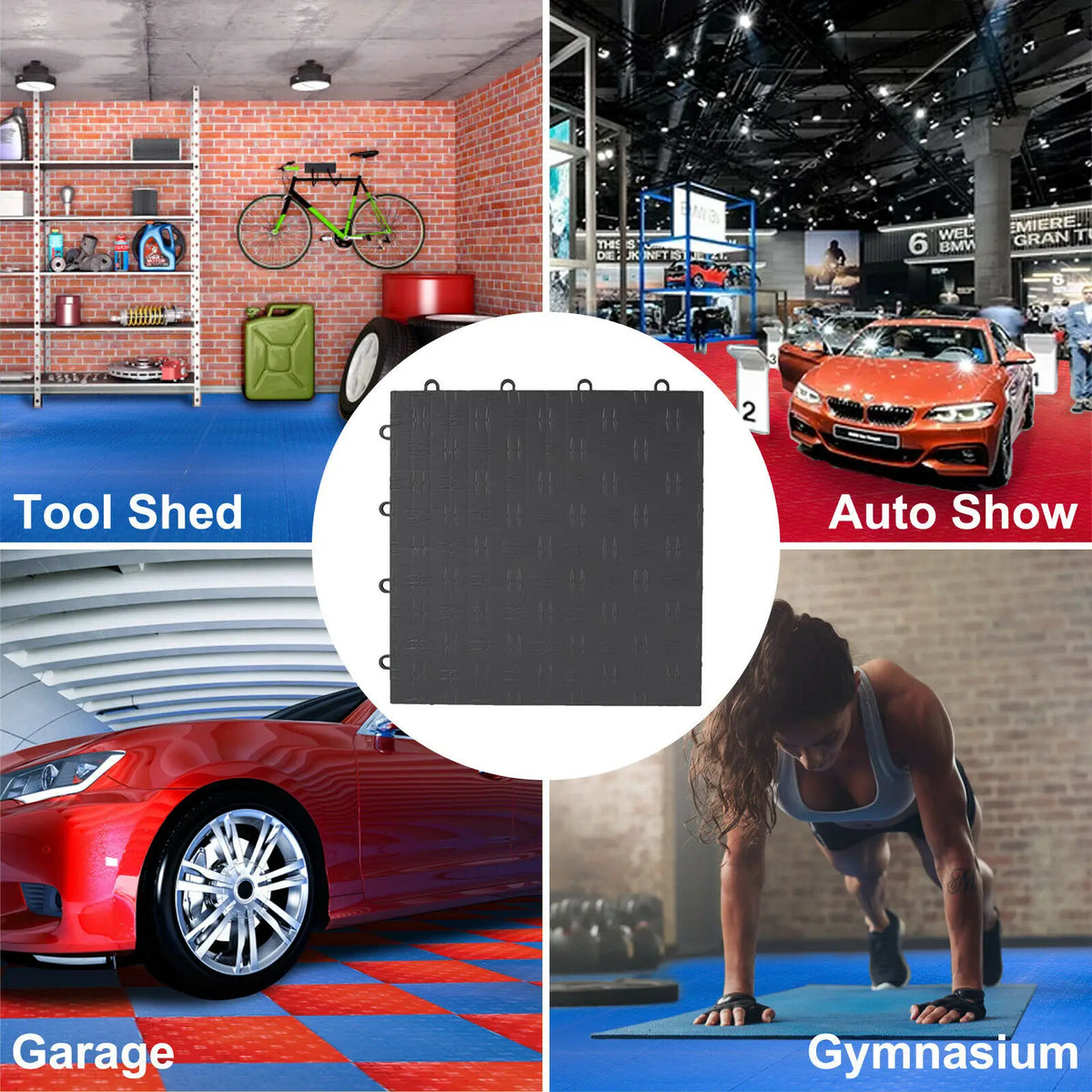 Garage Flooring Tiles 12"x12" 25 Or 50 Pack Graphite Interlock Flooring Diamond Garage Floor Suitable For Basement Gym Mat