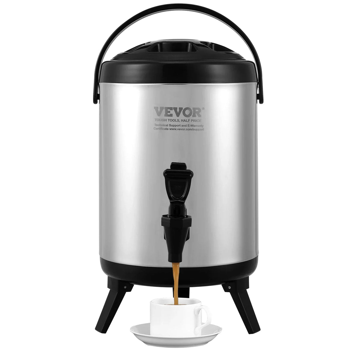 Stainless Steel Insulated Beverage Dispenser, 6/7.6/9.2L, Thermal Hot and Cold Drink Server Dispenser with Spigot Handle