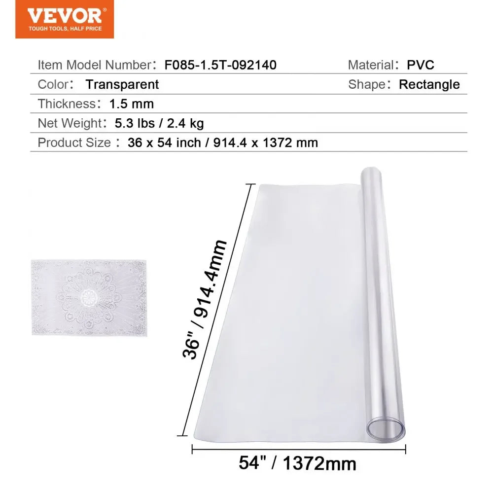 Plastic Table Cover  Thick Clear Table Protector, Rectangle PVC Desk Mat, Waterproof & Easy Cleaning Desk Pad Tablecloth