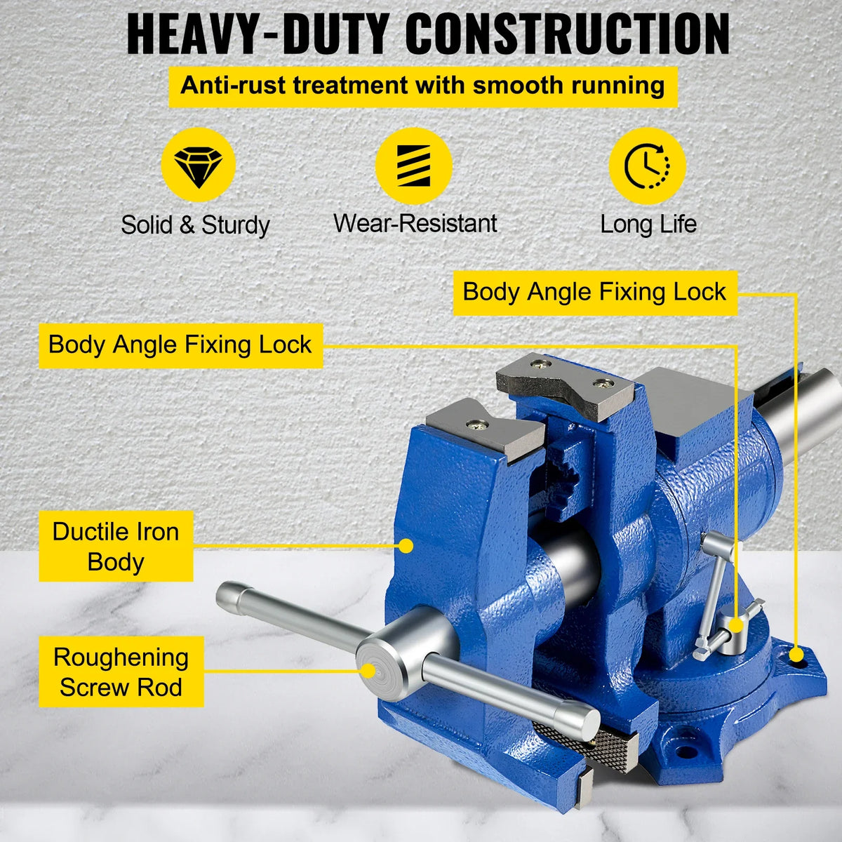 5" Multipurpose Bench Vise 360° Swivel Rotating Vise Head/Body 30Kn Clamping Force for Clamping Fixing Home Hand Tool