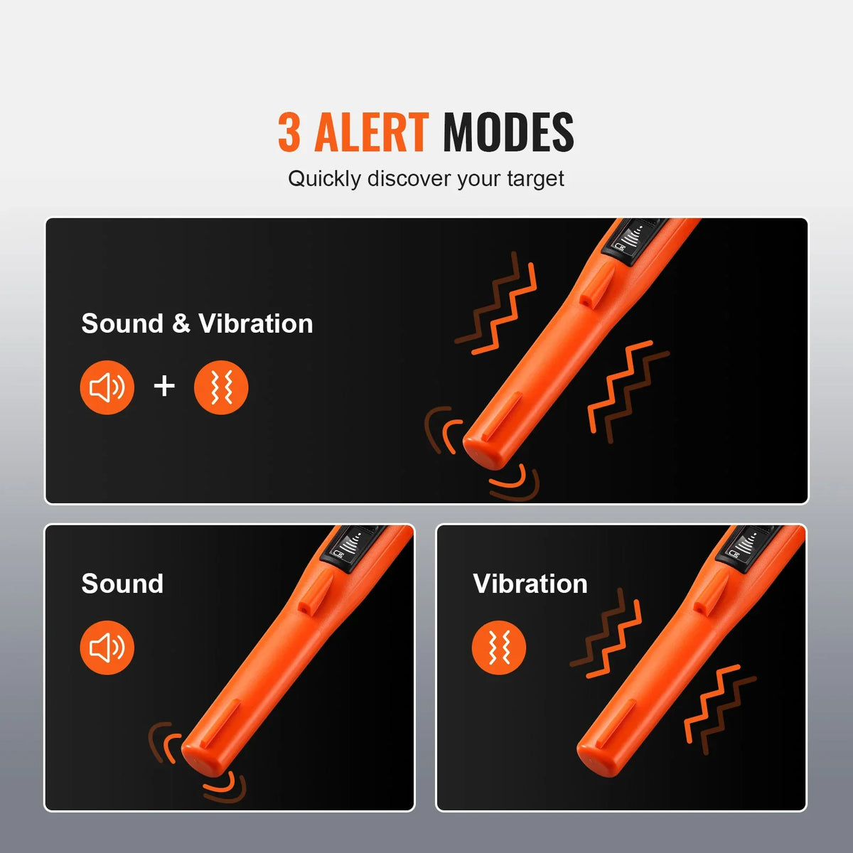 Metal Detector Pinpointer IP66/IP68 Waterproof Handheld Pin Pointer Wand 1.96"/4.5" Detection Depth 3 Modes for Detecting
