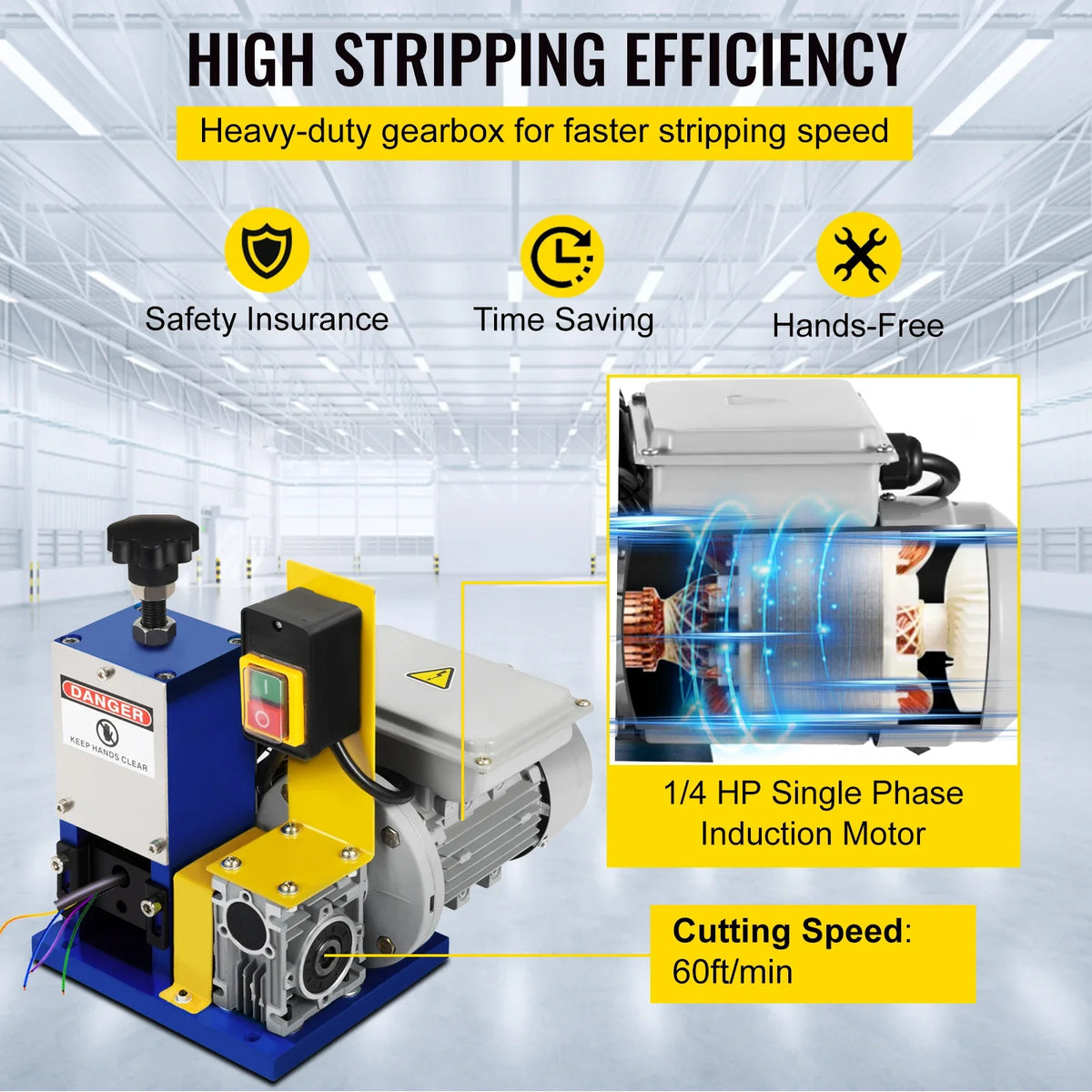 Electric Wire Stripping Machine 1.5-25mm Automatic Wire Stripping Machine Portable Cable Stripper for Copper Recycling