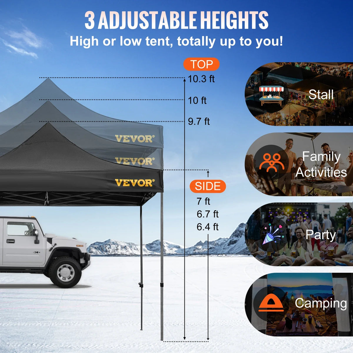 Pop Up Canopy Tent 10x10FT Outdoor Backyard Gazebo Tent with Removable Sidewalls Waterproof Instant Garden Gazebo Shelter