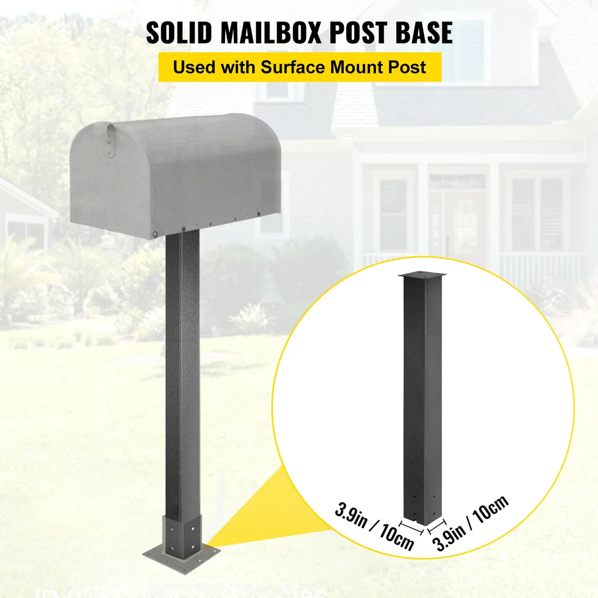 27"/43" Solid Mailbox Post Stand Steel Letter Box Post Granite Powder-Coated Steel With Drain Hole Outdoor For Roadside