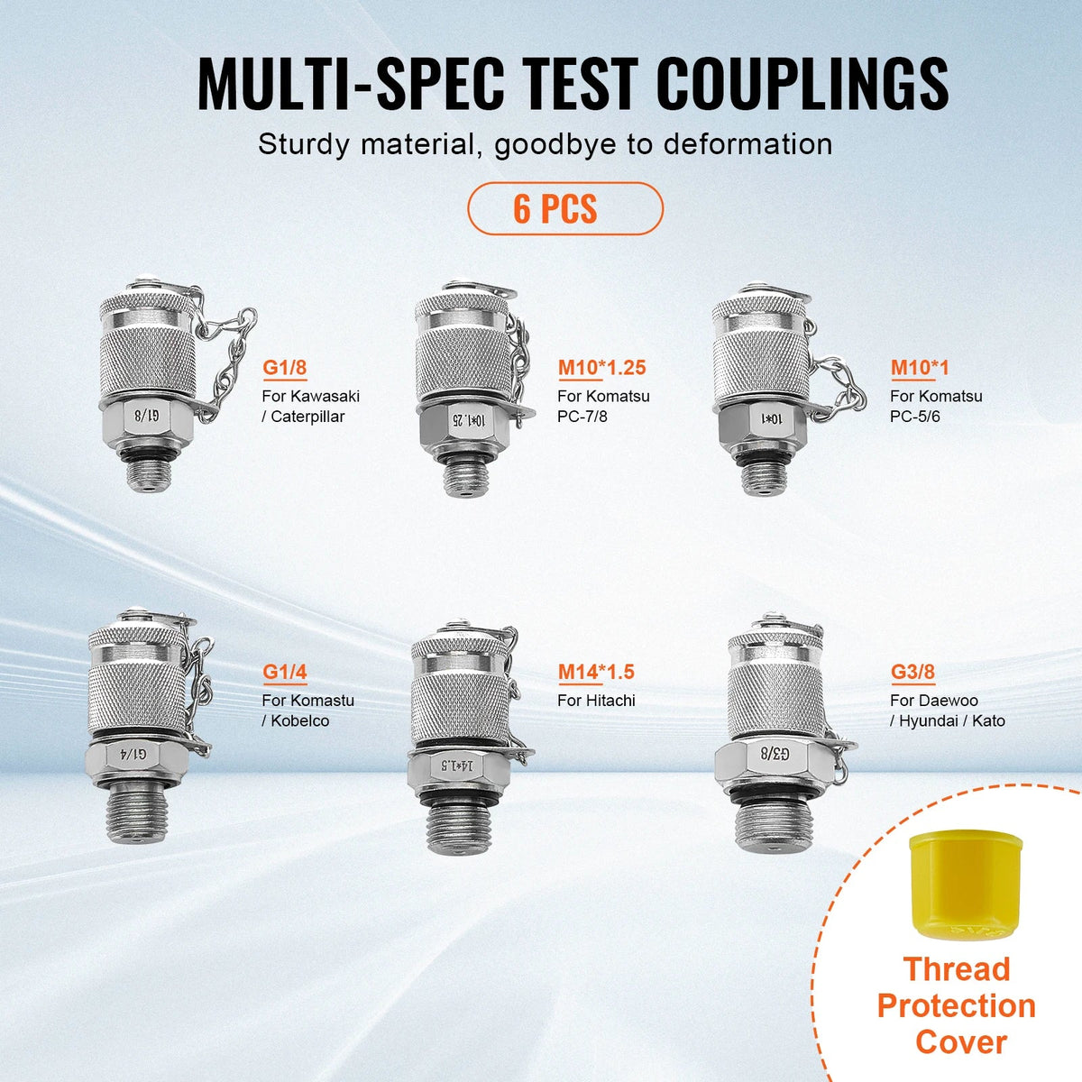 Hydraulic Pressure Test Kit 250/400/600bar 3Gauges 6 Test Couplings 3 Test Hoses Excavator Hydraulic Test Gauge Set 
TKS-2