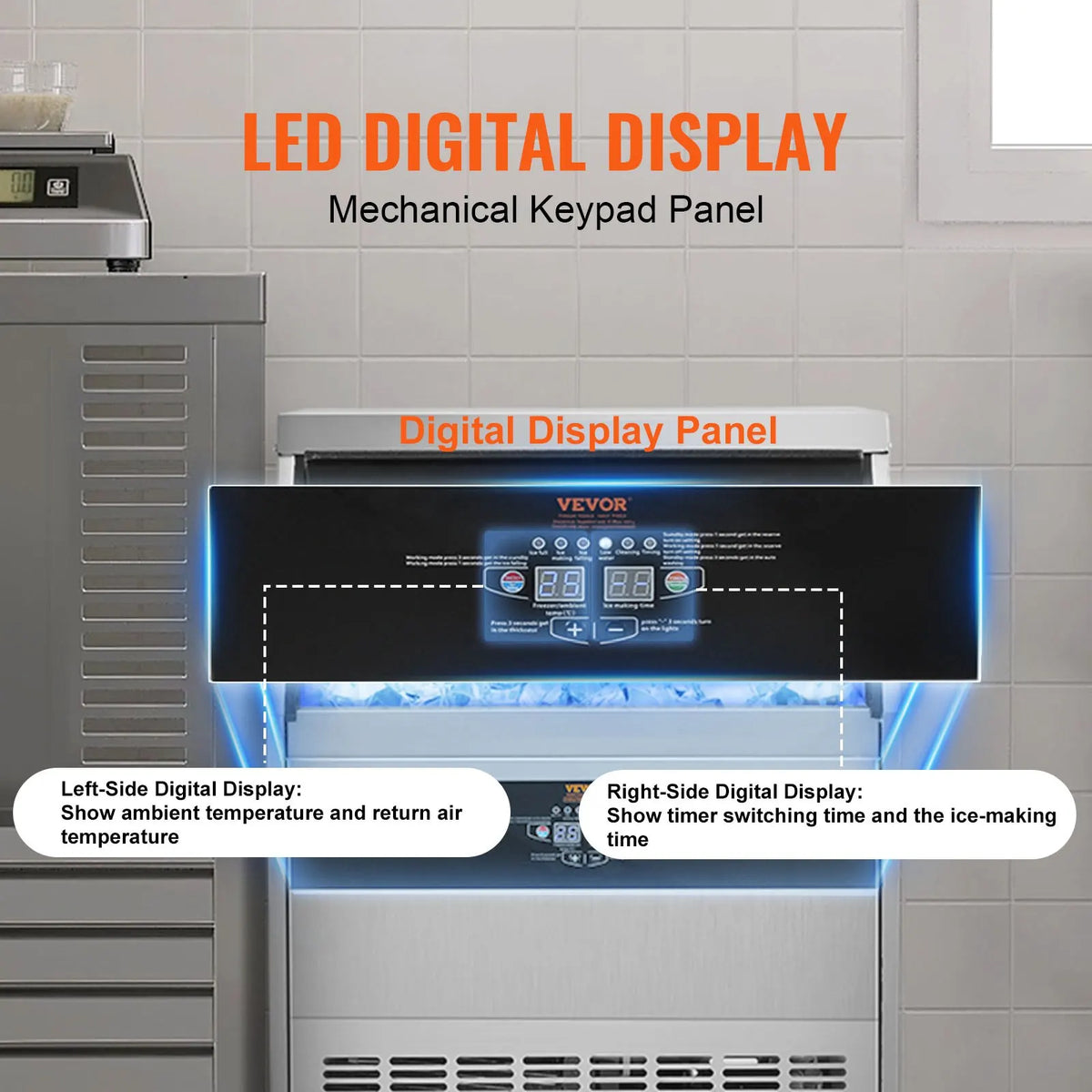 Commercial Ice Maker,Ice Maker Machine,160 Ice Cubes in 12-15 Minutes,Freestanding Cabinet Ice Maker with  LED Display ﻿