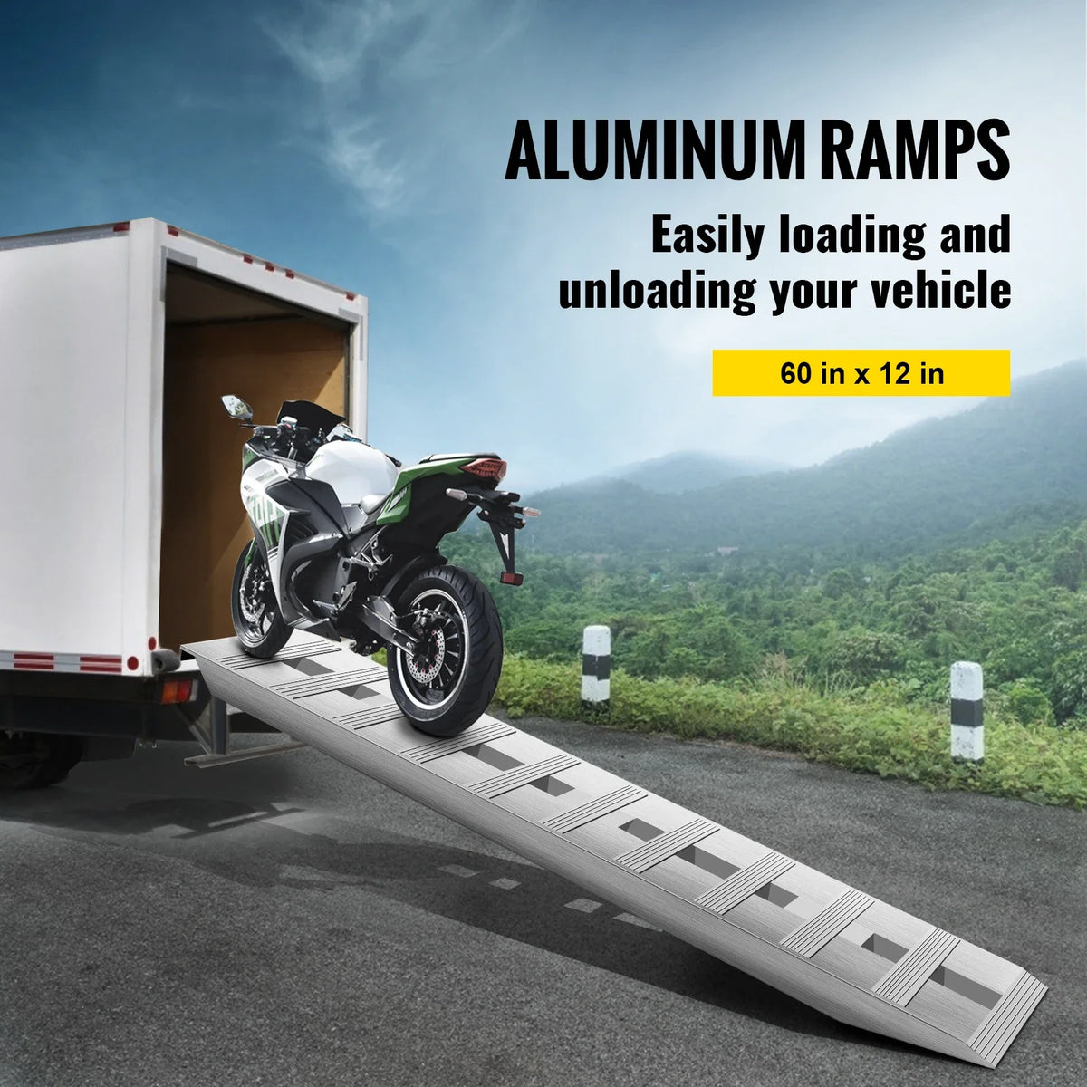Aluminum Trailer Ramps 6000LBS Total Beavertail Hook End 1 Pair 2 Ramps for Dirt Bike UTV ATV Pickup Trucks Bed