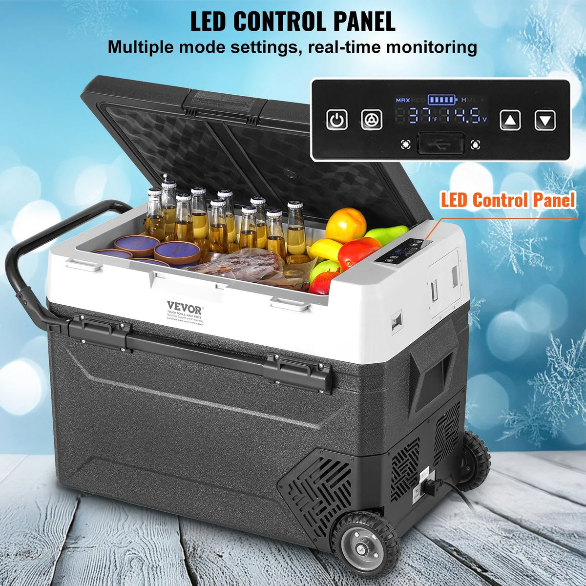 60L Car Refrigerator, 12V Car Fridge,Single Zone Portable Freezer, -4℉-68℉ Adjustable, Compressor Cooler for Home, Outdoor