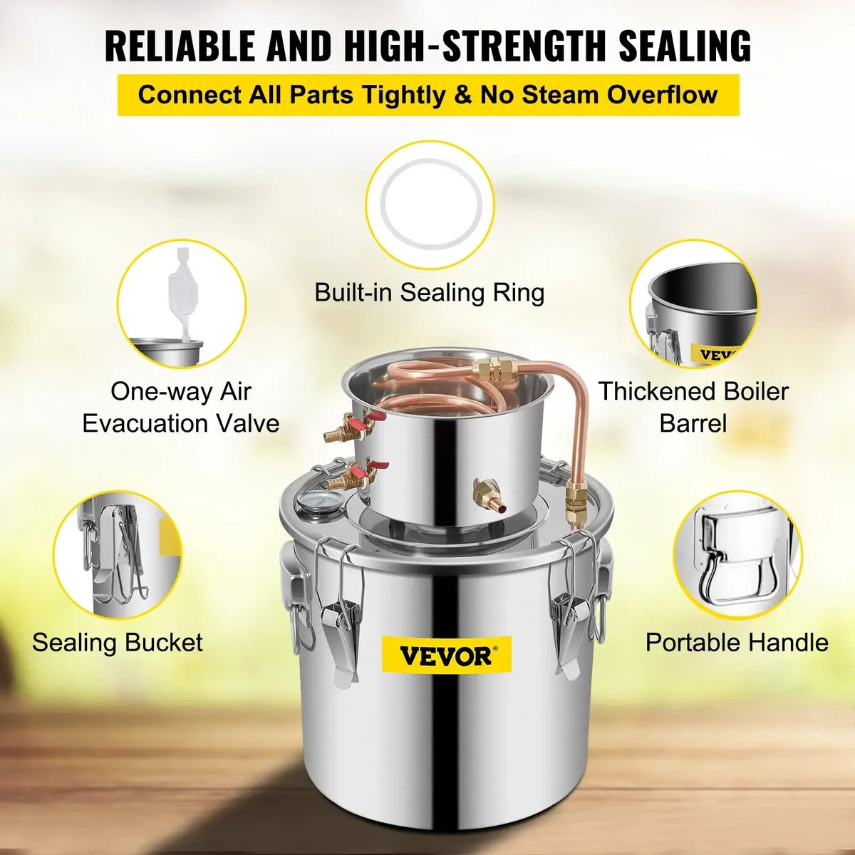12-30L Water Alcohol Distiller Copper Wine Making Boiler Home DIY Brewing Distilling Kit for Fruit Wine, Water, Brandy