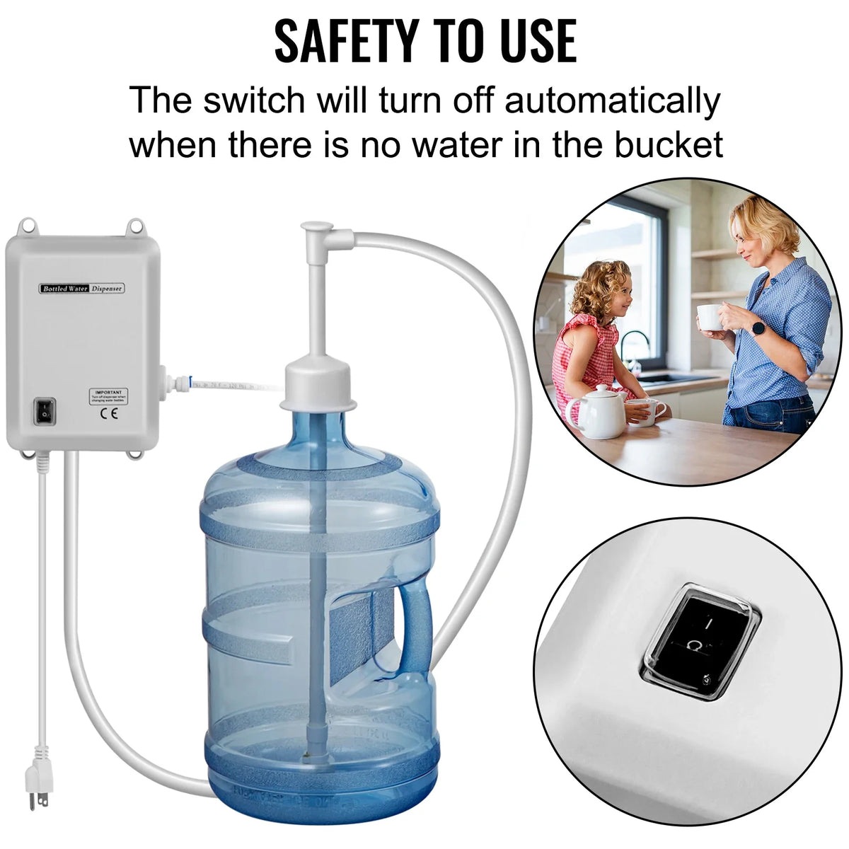Bottled Water Dispensing Pump With PE Pipe 1 Gal/Min 40 PSI for Coffee Tea Machine Water Dispenser Refrigerator Ice Maker