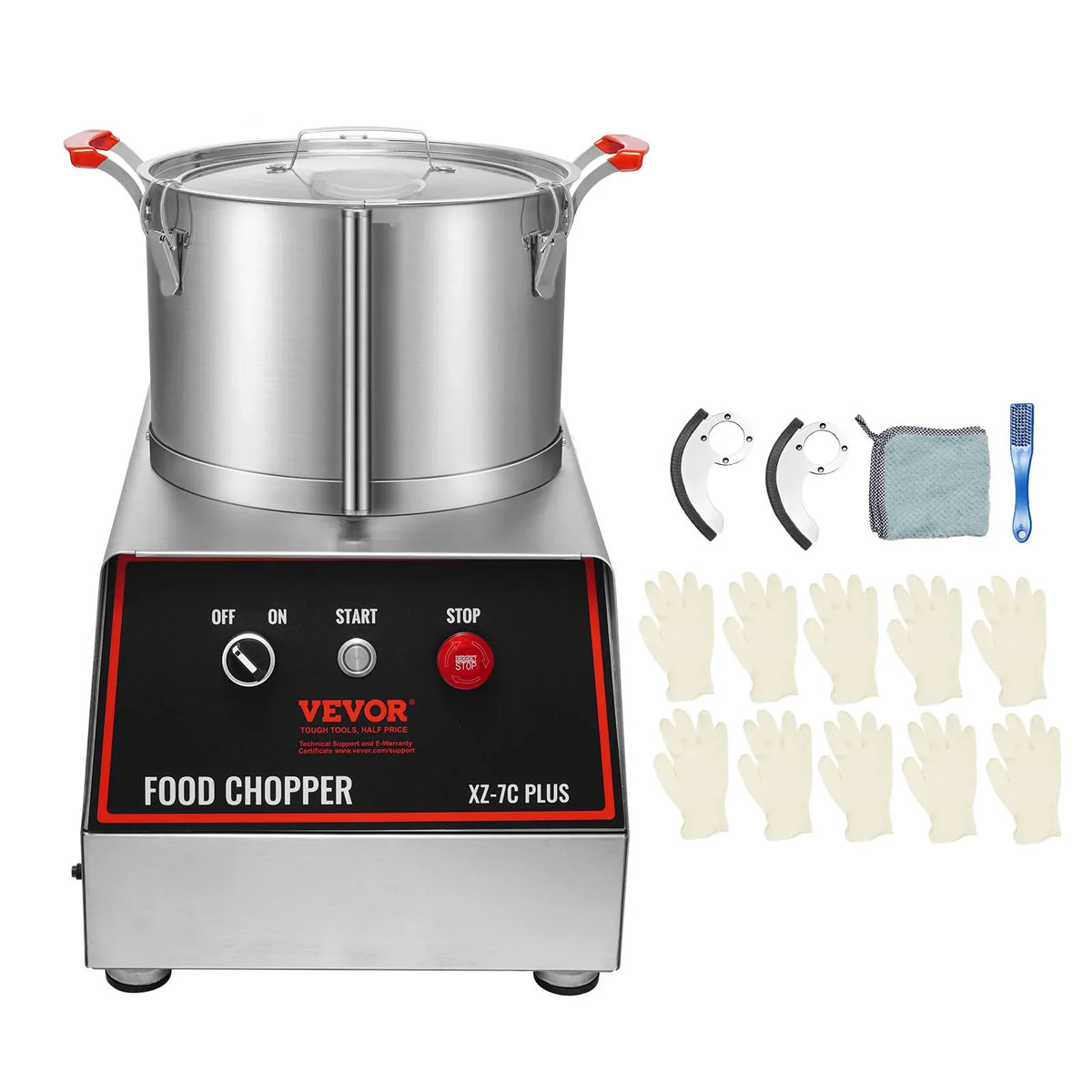 Food Processor & Vegetable Chopper, 7Qt 750W Food-Grade Stainless Steel Food Processor Chopper with 2 Extra S-Curve Blades