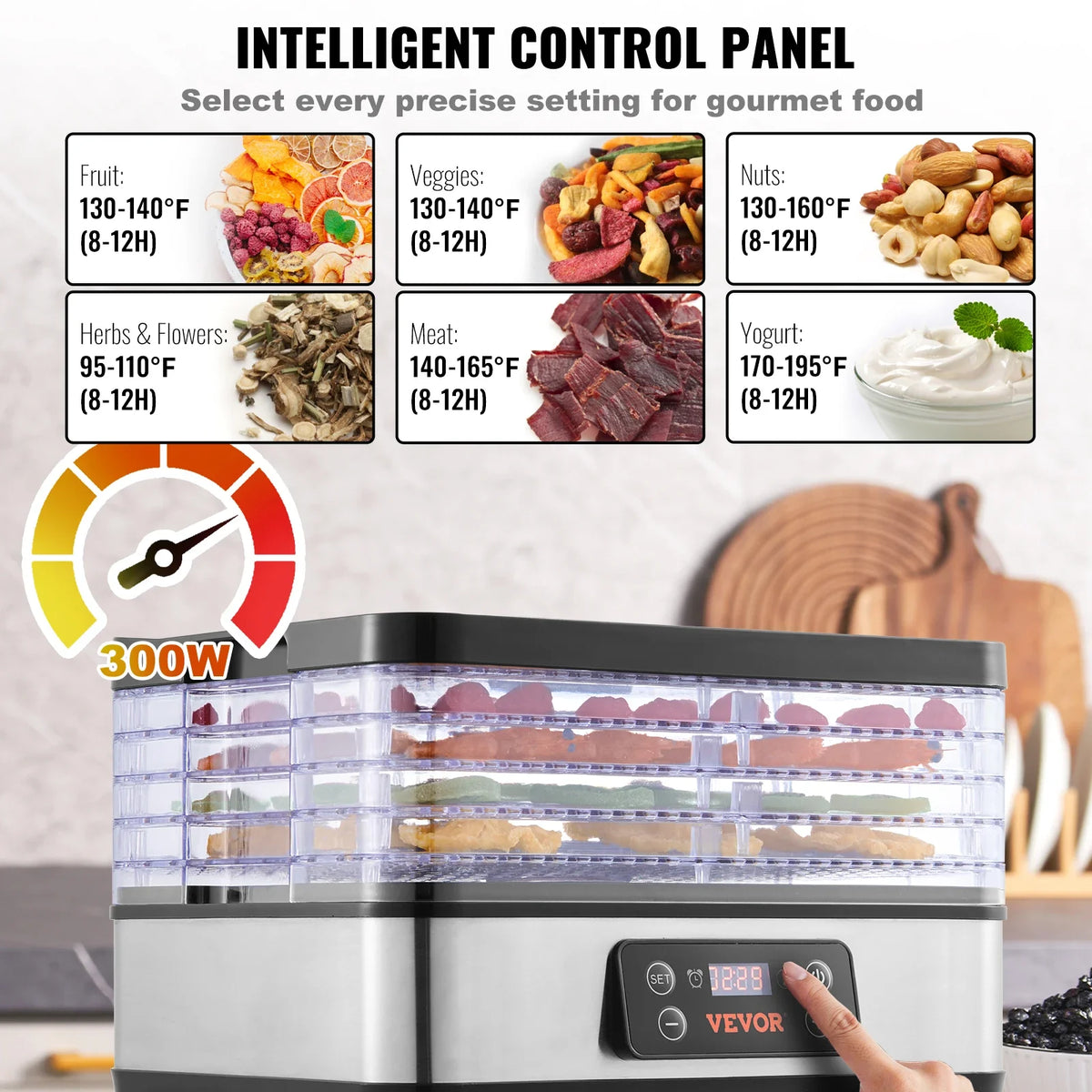 Food Dehydrator Machine, 5/6/10 Tray Fruit Dehydrator Electric Food Dryer for Jerky, Herb Meat, Beef, Fruit, Dog Treats