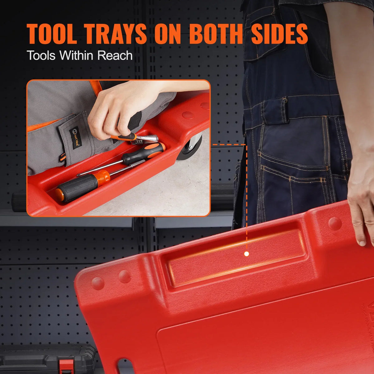 36-Inch, 350 lbs Capacity Automotive Rolling Garage Creeper with Dual Tool Trays 6 Wheels, for Garage Shop Auto Repair