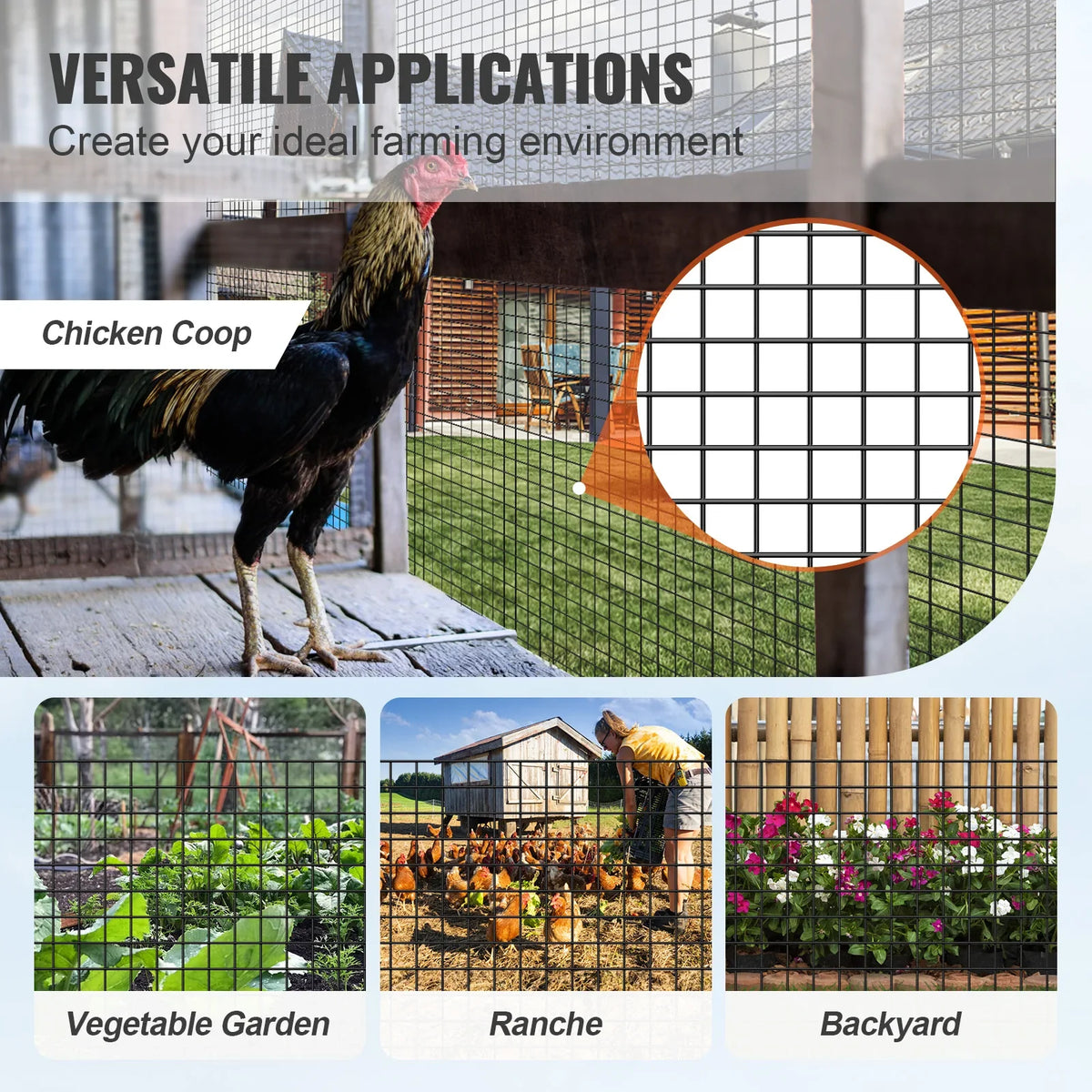 Hardware Cloth Galvanized Wire Mesh Roll Vinyl Coating Metal Wire Mesh for Chicken Coop Barrier Poultry Enclosures Black