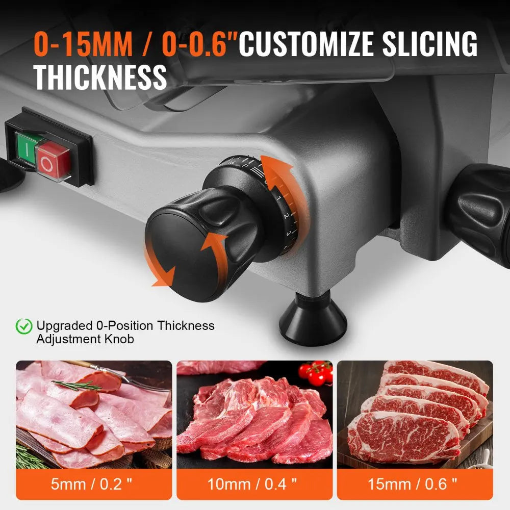 Meat Slicer  Electric Deli Food Slicer with   SUS420 Stainless Steel Blade and Built-in Sharpening Stone