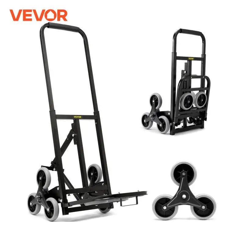 375lbs Stair Climbing Cart Foldable Dolly with Adjustable Handle Hand Truck 10 Wheels All Terrain Cart for Transport Goods