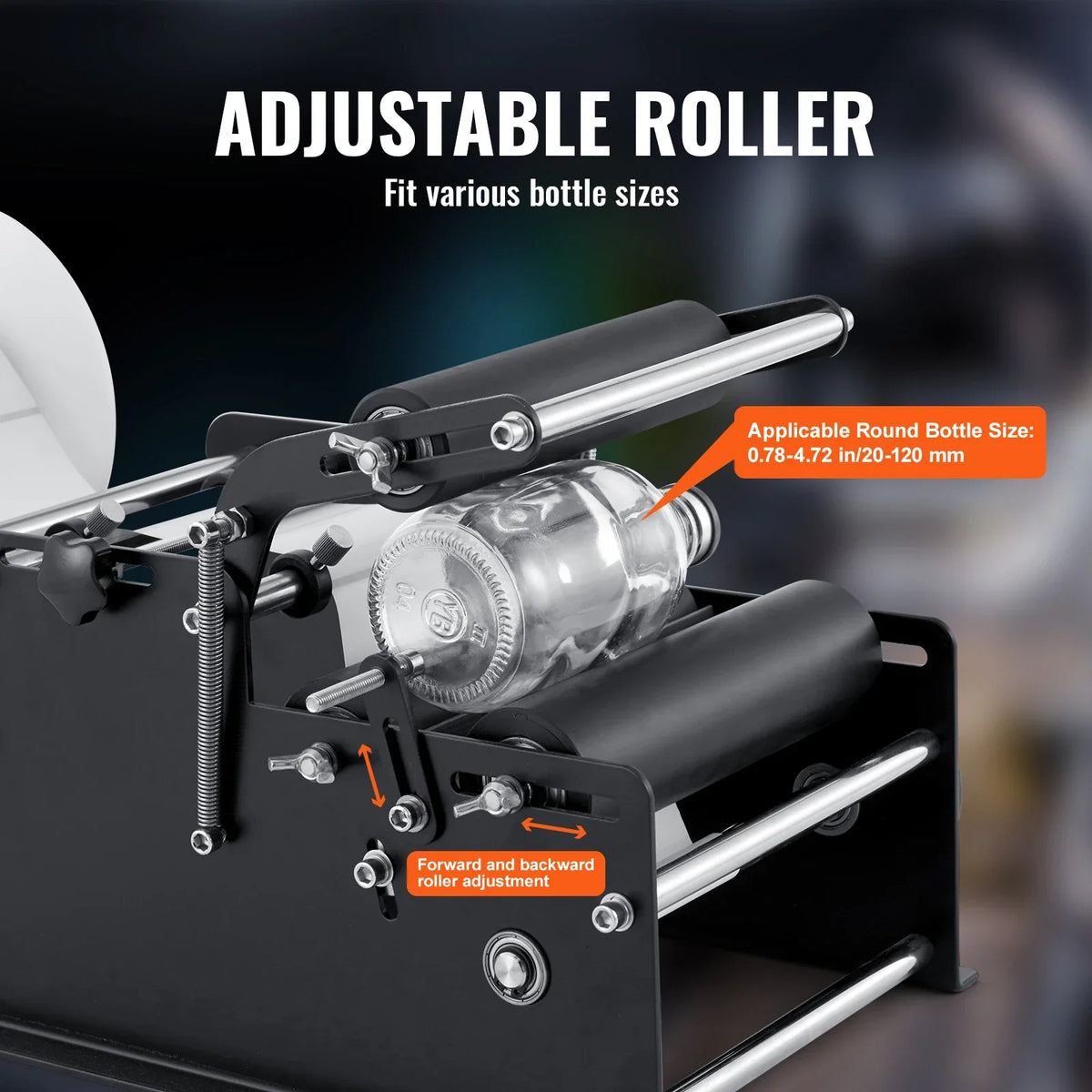 Manual Round Bottle Labeling Machine 15-20pcs/min Adjustable Labeler for Bottles Diameter 0.78-4.72 in (with Pressing Bar)