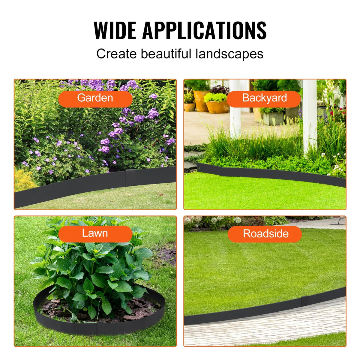 Landscape Edging Garden Edging Borders  H Strips Hammer-in Edging Border Bendable Metal Landscape Edging for Yard Garden