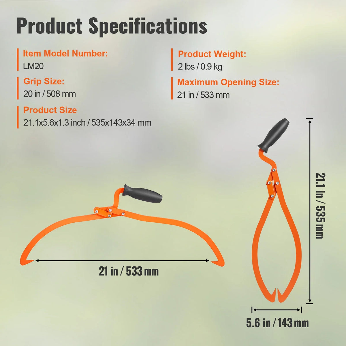 Log Skidding Tongs Log Lifting Tongs Heavy Duty Steel Lumber Skidding Tongs Loading Capacity Log Lifting Handling Tool