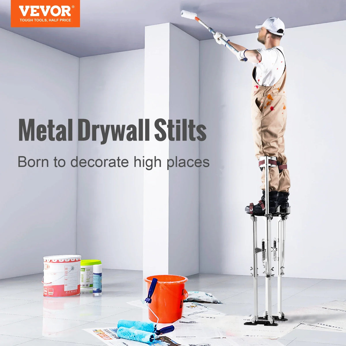 Drywall Stilts 36-50in Adjustable Tool Stilts w/Protective Knee Pads Durable&Non-slip Work Stilts for Sheetrock Painting