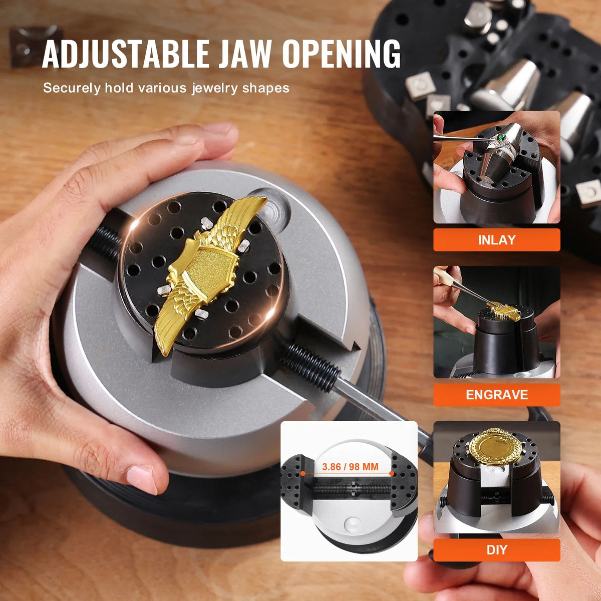 5" Engraving Ball Vise Tool 360° Rotation Jewelry Engraving Equipment for Gemstone Inlay and Ring Carving Setting Tools