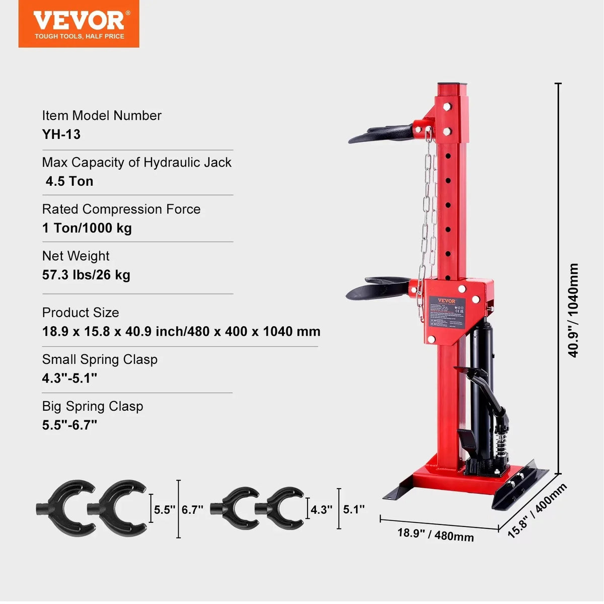 Strut Spring Compressor 4.5 Ton / 9920 LBS Hydraulic Jack 1 Ton Rated Compression Force Auto Strut Coil Spring Compressor