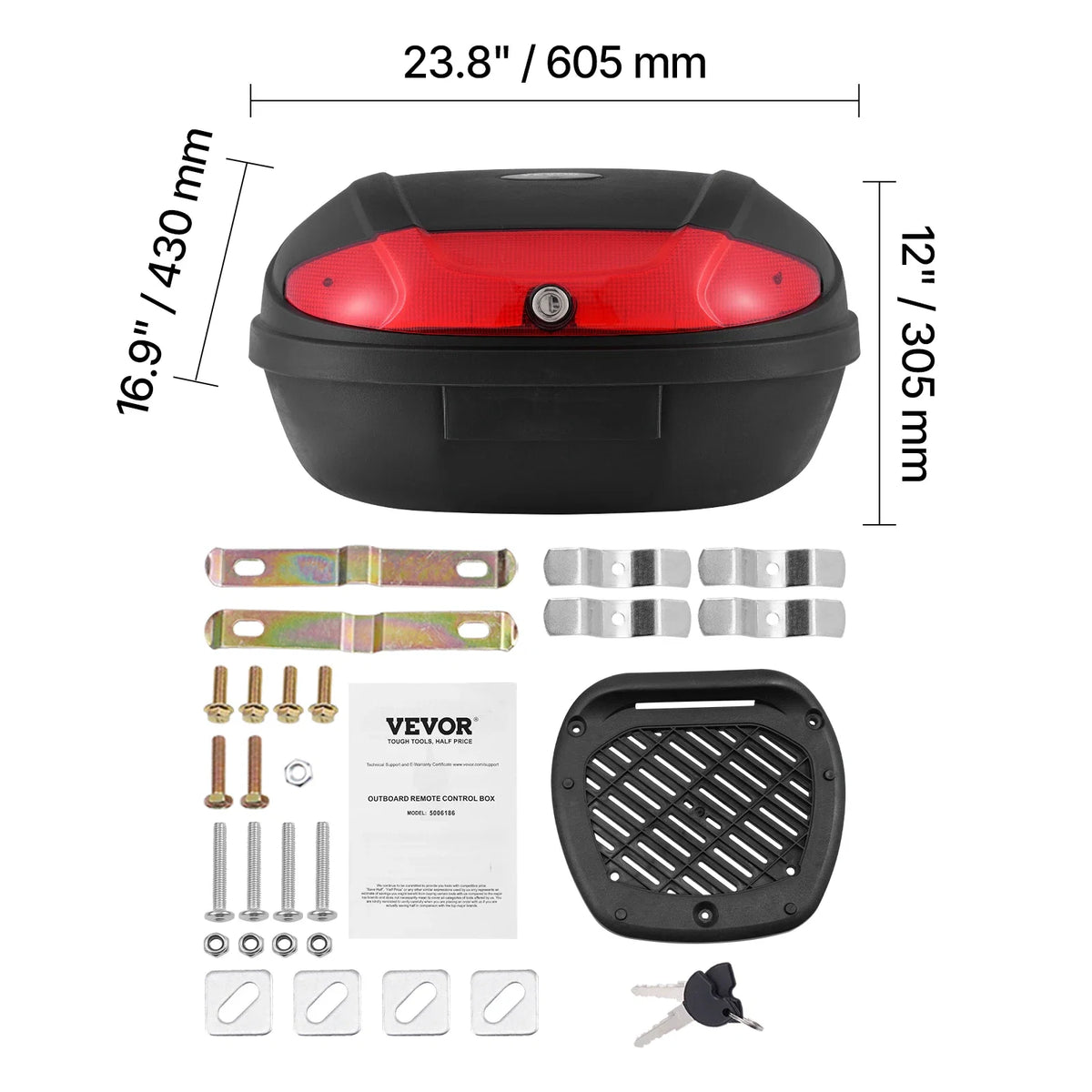 24L/38L/48L/62L Universal Durable PP Material Motorbike Tail Box with Reflective Panel,  Fit for 99% of Motorcycle Frames