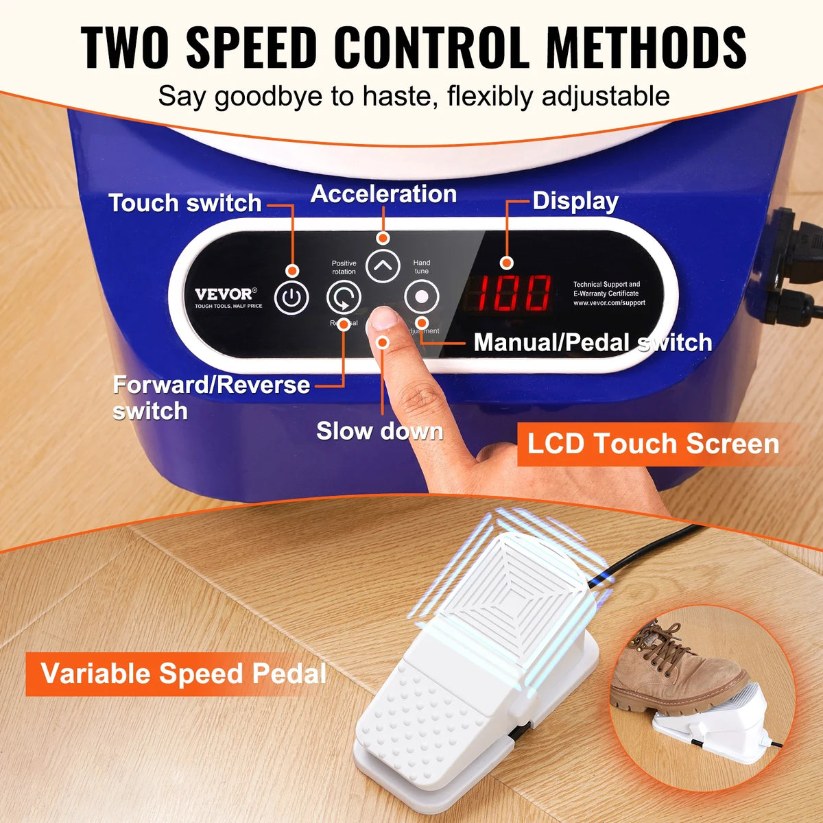 Pottery Wheel 11inch 450W Electric Wheel Pottery Forming Machine with Foot Pedal and LCD Touch Screen for DIY Art Craft