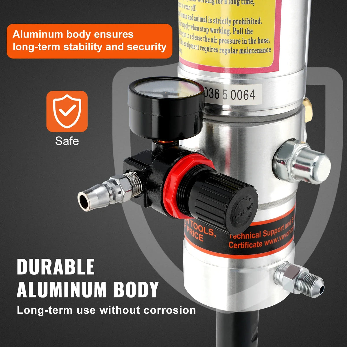 Grease Pump, 50:1 Pressure Ratio Air Operated Grease Pump w/13 ft High Pressure Hose and Grease Gun, Pneumatic Grease Pump