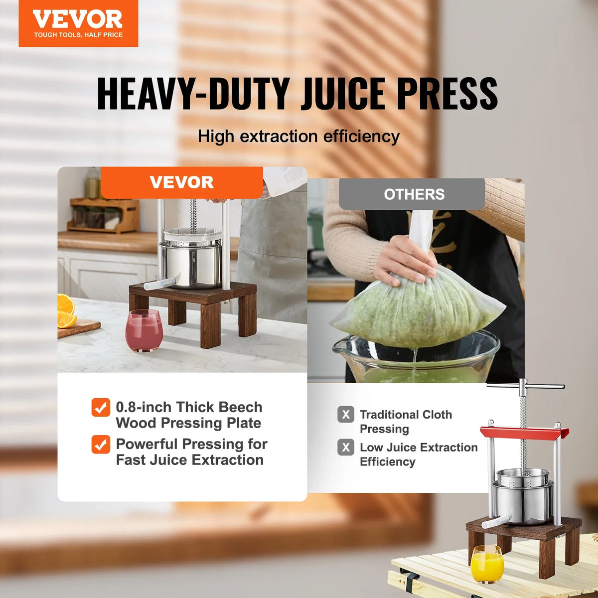 2L Orange Juicer Extractor Stainless Steel Household Manual Squeezer Fruit Tincture Wine Olive Pressing Kitchen Machine