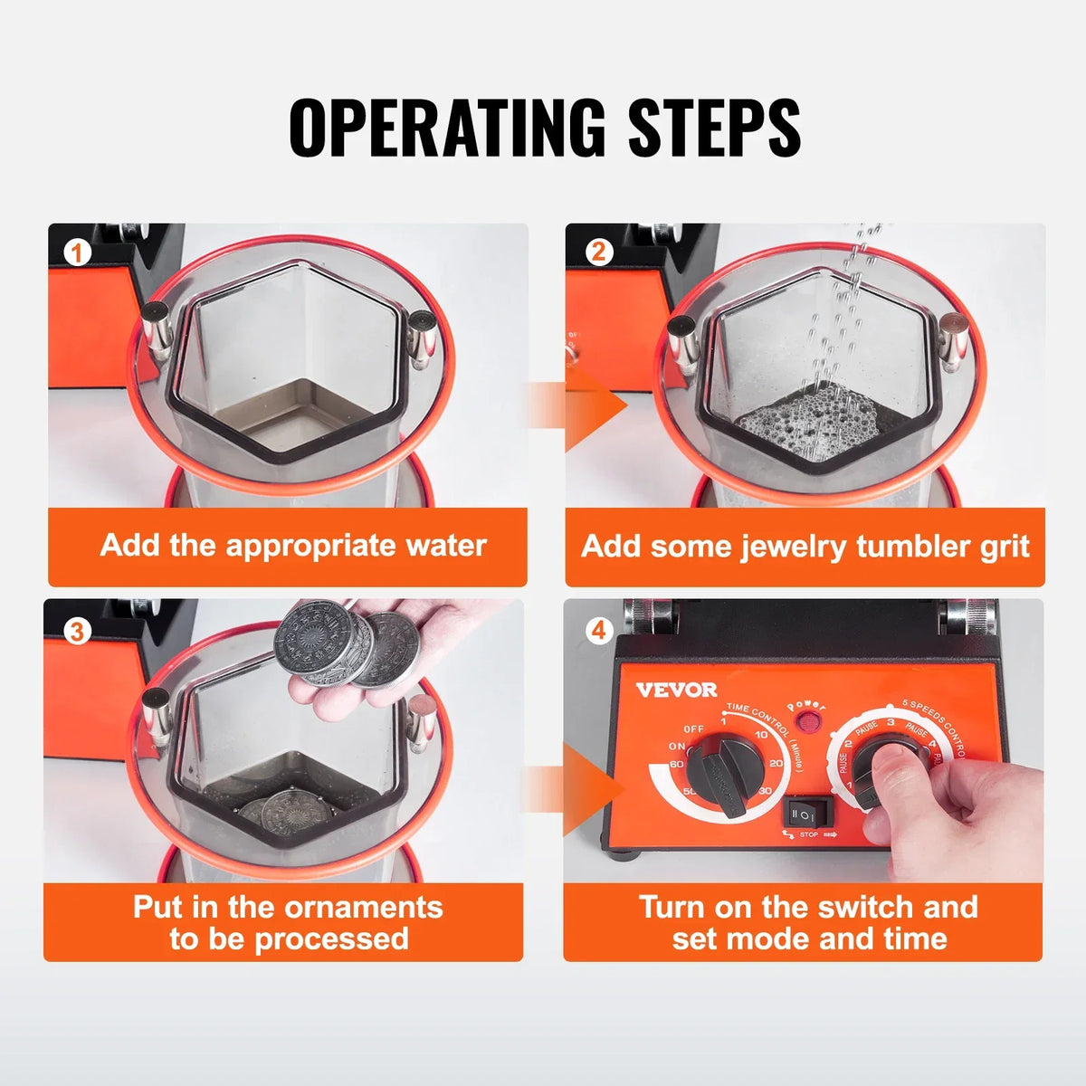Rotary Tumbler Surface Horizontal Polisher 3kg5kg Mini Jewelry Drum Polishing Machine w/ 0-60 Minutes Timer Finishing Tool