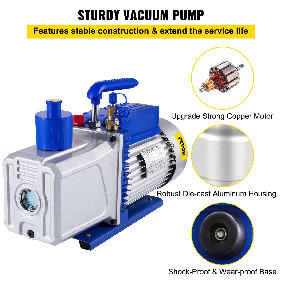 10CFM 1HP Vane Ultimate HVAC Rotary Auto AC Refrigerant Vacuum Pump, for Automobile Reparation Vacuum Evacuation