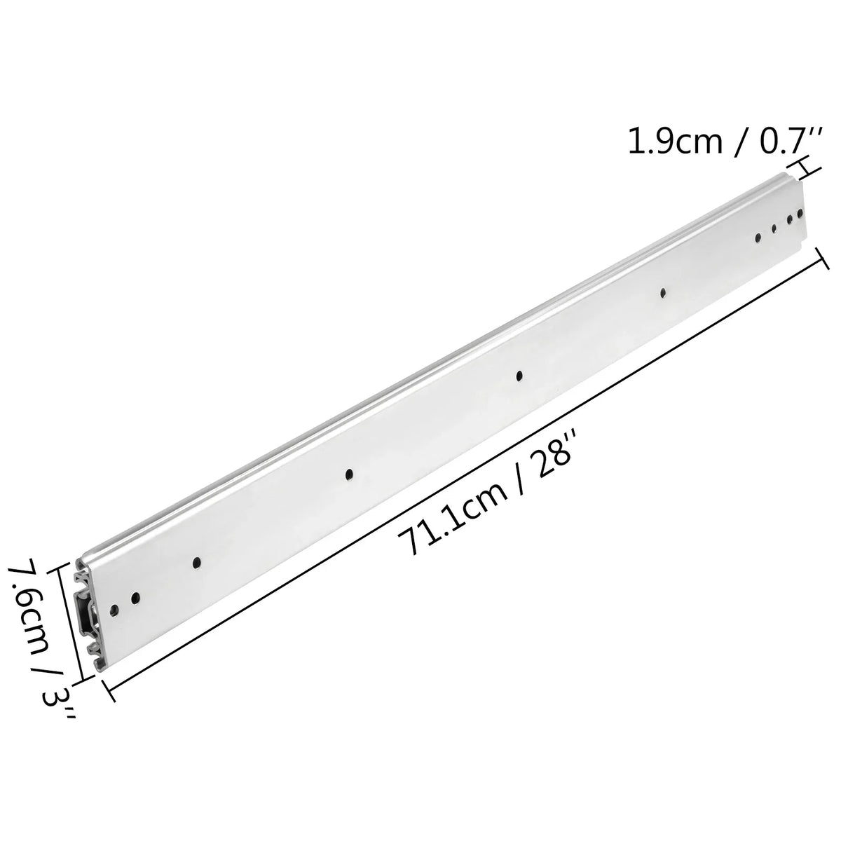 Locking 18"-60" Slides Bearing 500LBS Heavy Duty Drawer Slides 3-Fold Guide Rail Full Extension Ball Industrial 76mm Width