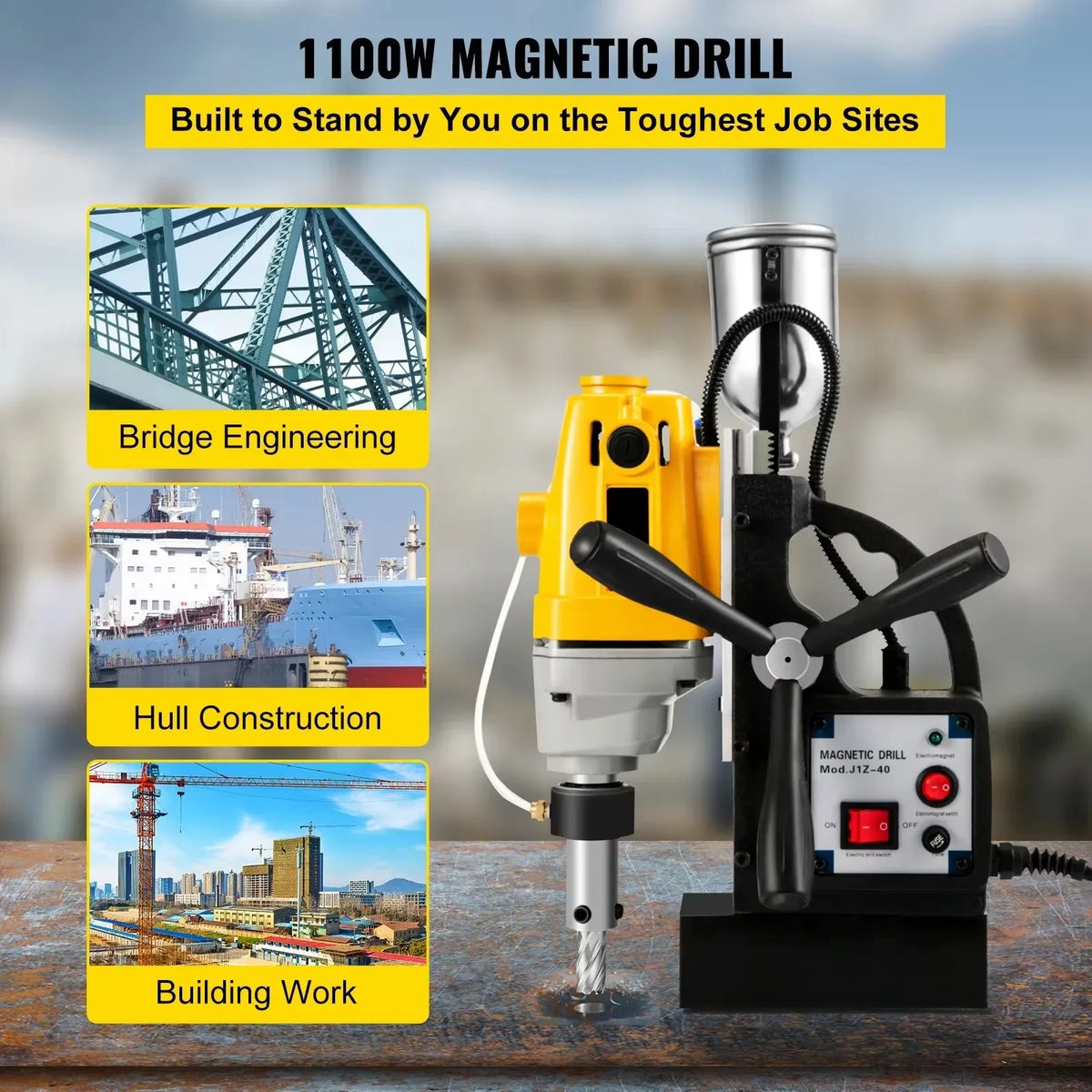 Magnetic Drill Press 980/1100/1200W Electric Bench Drilling Rig Machine for Engineering Steel Structure MD40 MB23 BRM35 ﻿