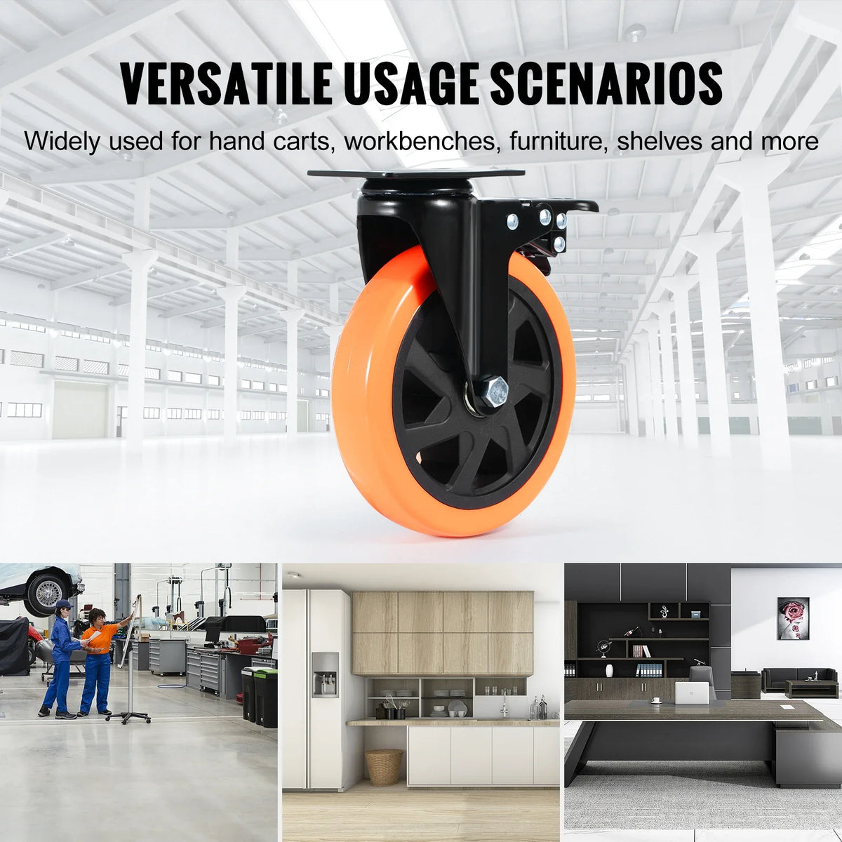 2/3/4/5/6-inch Swivel Plate Casters Set of 4 with Security Dual Locking PVC Caster Wheels for Cart Furniture Workbench